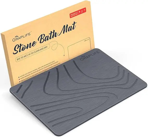 Stone Bath Mat, Diatomaceous Earth Shower Mat, Non-Slip Super Absorbent Quick Drying Bathroom Floor Mat, Natural, Easy to Clean