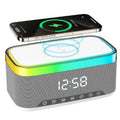 MultiFunction Alarm Clock With Bluetooth Speaker Night Light Mobile Phone 15W Fast Charging Station Wireless Charger for Home