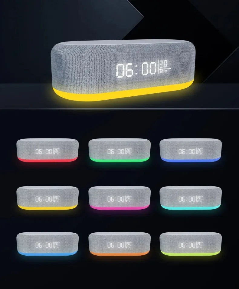 MultiFunction Alarm Clock With Bluetooth Speaker Night Light Mobile Phone 15W Fast Charging Station Wireless Charger for Home