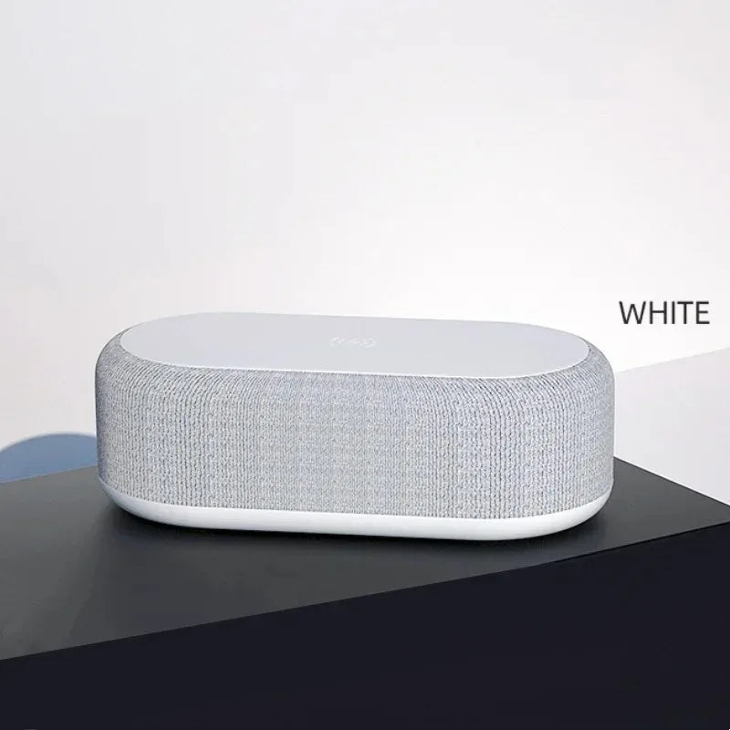 MultiFunction Alarm Clock With Bluetooth Speaker Night Light Mobile Phone 15W Fast Charging Station Wireless Charger for Home