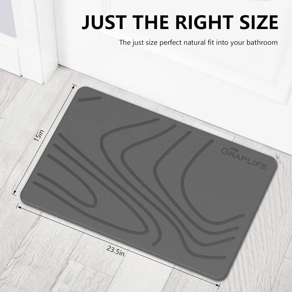 Stone Bath Mat, Diatomaceous Earth Shower Mat, Non-Slip Super Absorbent Quick Drying Bathroom Floor Mat, Natural, Easy to Clean